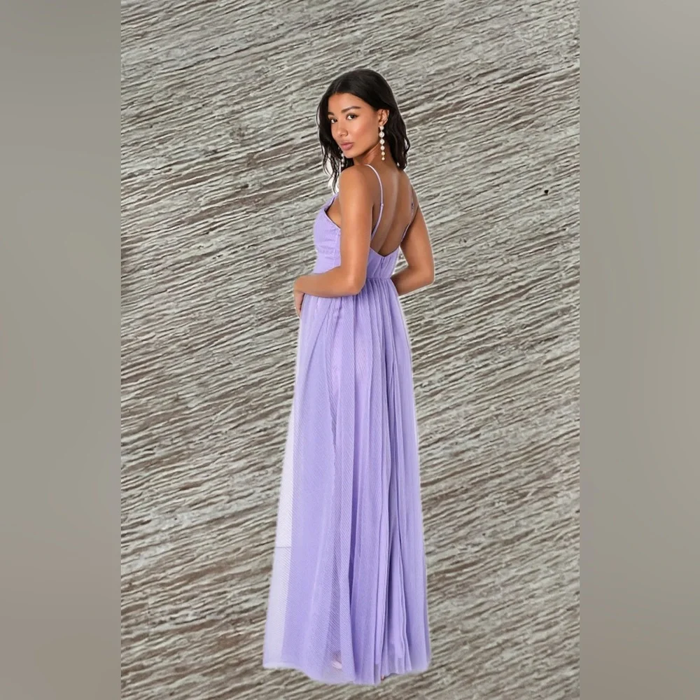 🔥Angelic Entrance Lavender Pleated Tulle Maxi Dress NWT - Picture 2 of 5